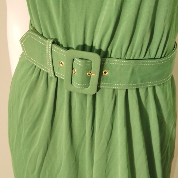 E1 Tibi 4 green dress with pockets and detachable belt - Picture 5 of 8